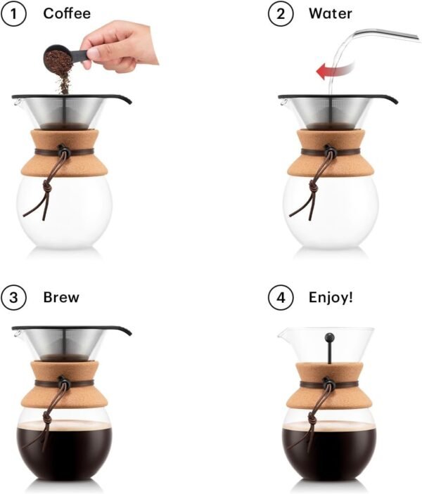 61lCyxnn45L._AC_SL1500_ Review of Bodum Pour Over Coffee Maker 34 Oz with Cork Grip